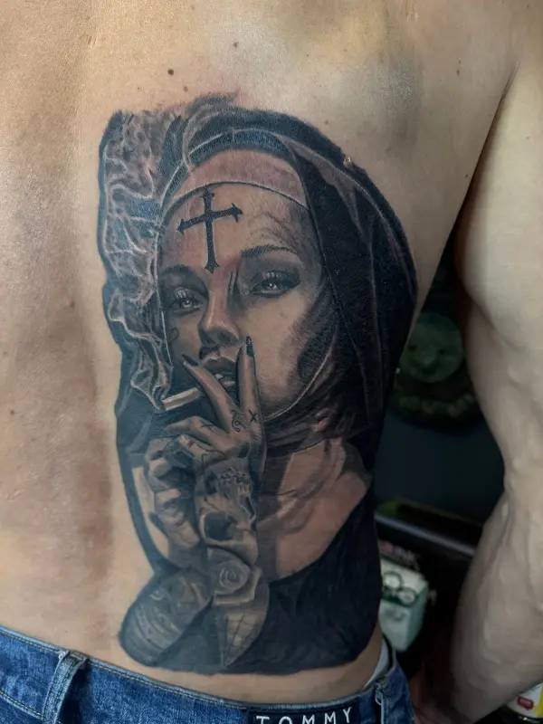 Smoking Nun Tattoo