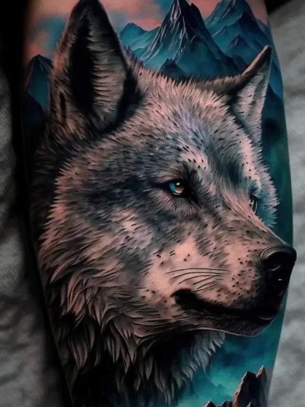Wolf Tattoo In Color